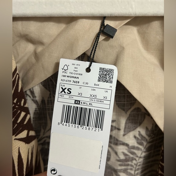 MNG Mango Linen Blend Tropical Print Notch Collar Oversized Blazer XXS NWT - Picture 5 of 6